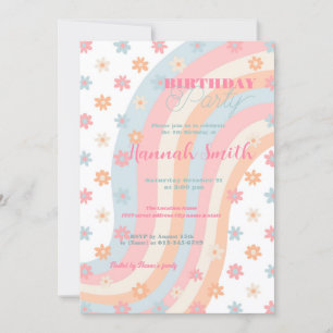 Groovy Retro Daisy Flowers Boho Floral Invitation