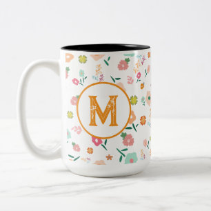 Groovy Retro Daisy Flowers Pattern Boho Floral Two-Tone Coffee Mug