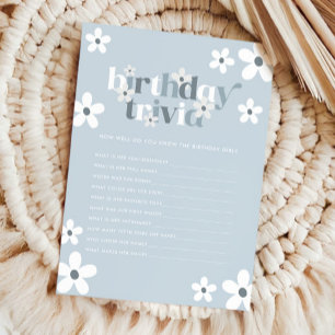 Groovy Retro Daisy Girls 1st Birthday Trivia Card