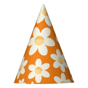 Groovy Retro Daisy Party Hat   Boho Floral Birthda