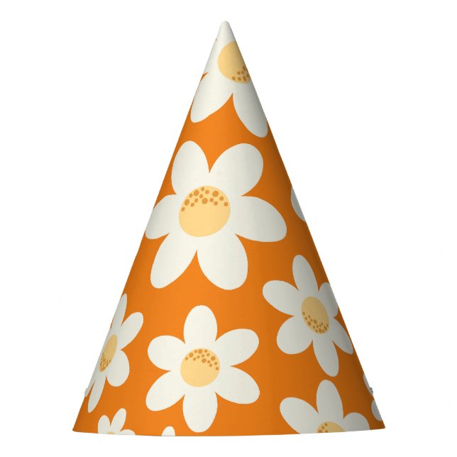 Groovy Retro Daisy Party Hat | Boho Floral Birthda (Front)