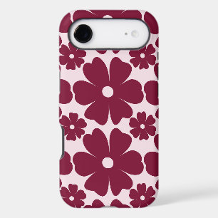 Groovy Retro Daisy Pattern Deep Berry Pink