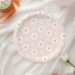 Groovy Retro Daisy Pink Paper Plate<br><div class="desc">pink Groovy daisy Retro birthday plates.</div>