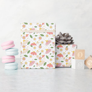 Groovy Retro Daisy Wildflower Blush Pink Pattern Wrapping Paper