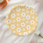 Groovy Retro Daisy yellow Paper Plates<br><div class="desc">yellow Groovy daisy Retro birthday plates.</div>
