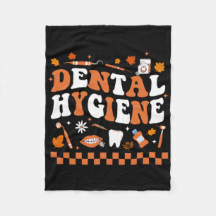 Groovy Retro Dental Hygiene Hygienist Dentist Fall Fleece Blanket