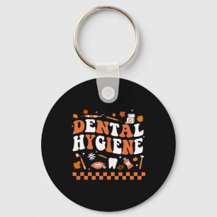 Groovy Retro Dental Hygiene Hygienist Dentist Fall Key Ring