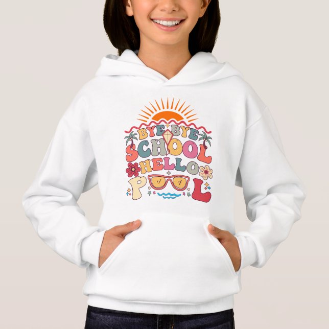 Groovy Retro Design Bye Bye School Hello Pool Cool (Front)