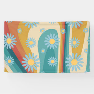 GROOVY RETRO DESIGN LOVELY VINTAGE FLOWER POWER T BANNER