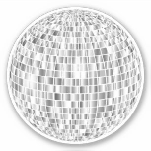 Groovy Retro Disco Ball Sticker - Cool Silver Vibe