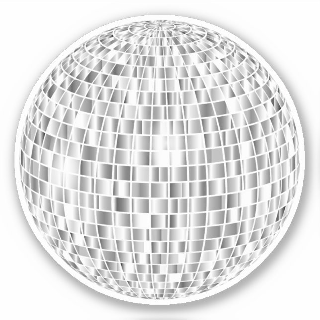 Groovy Retro Disco Ball Sticker - Cool Silver Vibe (Front)