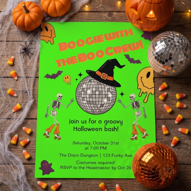 Groovy Retro Disco Halloween Party Invitation (Creator Uploaded)