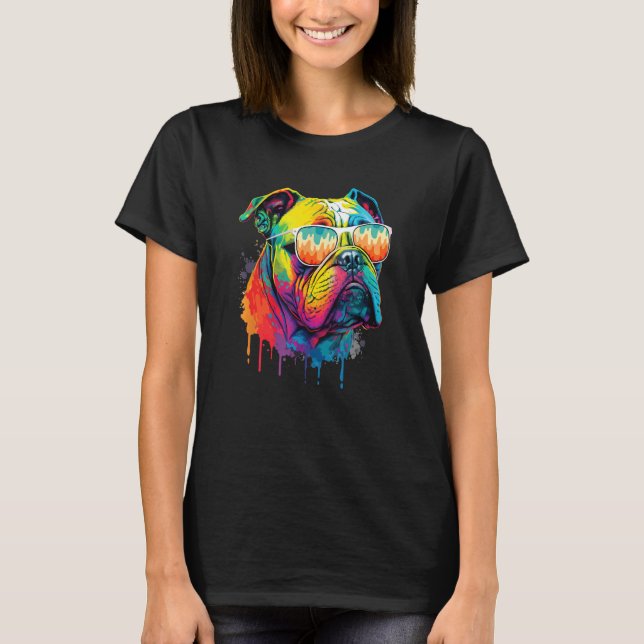 Groovy Retro English Bulldog  Dog Animal  Puppy Ow T-Shirt (Front)