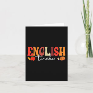 Groovy Retro English Teacher Fall Vibes Autumn Tha Card