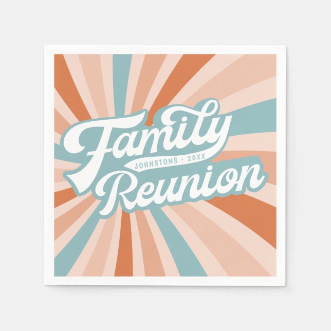 Groovy Retro Family Reunion Get Together Napkin (Front)