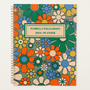 Groovy Retro Floral 60s 70s Pattern Personalised Planner