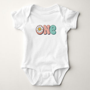 Groovy Retro Floral First Birthday Theme Tee
