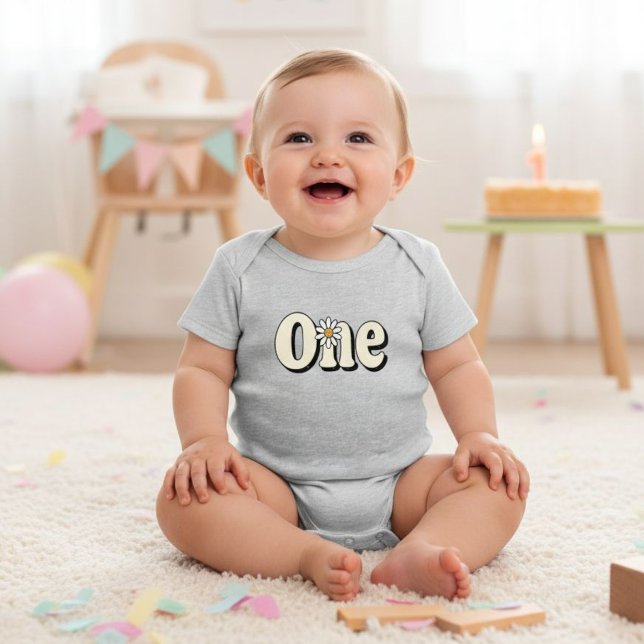 Groovy Retro Floral First Birthday Theme Tee (Creator Uploaded)