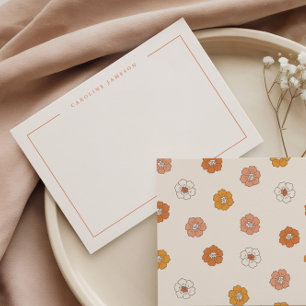 Groovy Retro Floral Flat Note Card