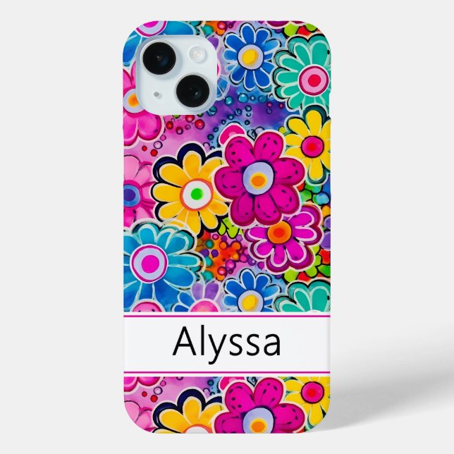 Groovy Retro Floral Personalised Case-Mate iPhone Case (Back)
