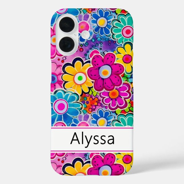 Groovy Retro Floral Personalised Case-Mate iPhone Case (Back)