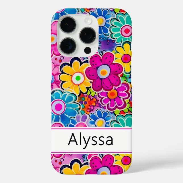 Groovy Retro Floral Personalised Case-Mate iPhone Case (Back)