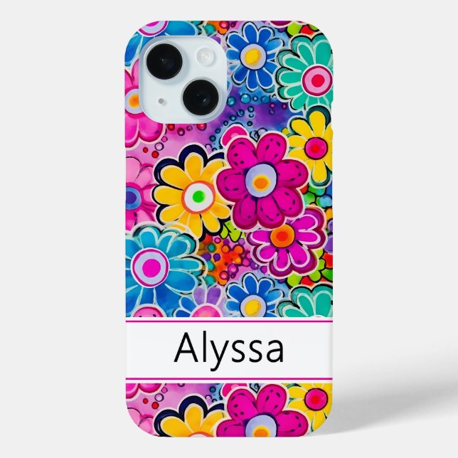 Groovy Retro Floral Personalised Case-Mate iPhone Case (Back)