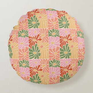 Groovy Retro Floral Round Cushion