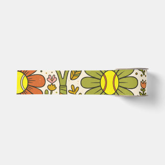 Groovy Retro Floral Tennis Flower Power Grosgrain Ribbon