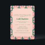Groovy Retro Flower Peace Pink Green Bat Mitzvah Invitation<br><div class="desc">Groovy Retro Flower Peace Pink and Green Bat Mitzvah Invitation</div>