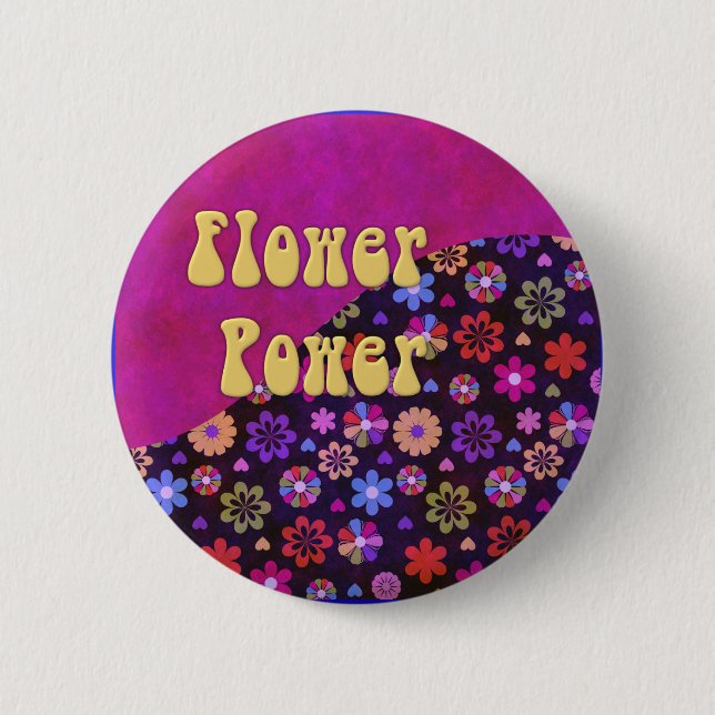 Groovy Retro Flower Power 60s 70s 6 Cm Round Badge (Front)