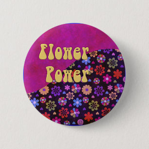 Groovy Retro Flower Power 60s 70s 6 Cm Round Badge