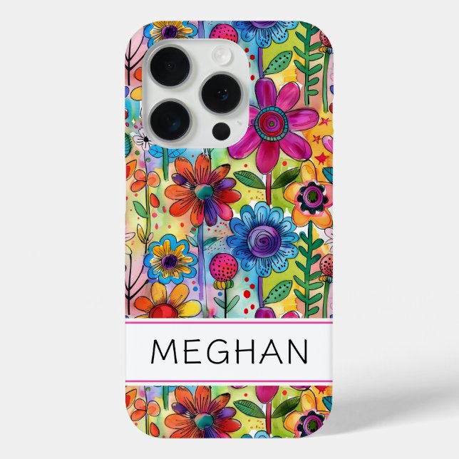 Groovy Retro Flower Power Personalised Case-Mate iPhone Case (Back)