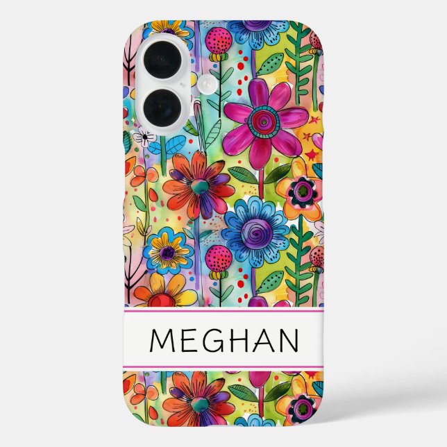 Groovy Retro Flower Power Personalised Case-Mate iPhone Case (Back)