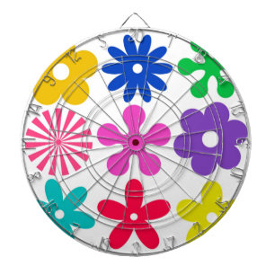 GROOVY RETRO FLOWERS DARTBOARD