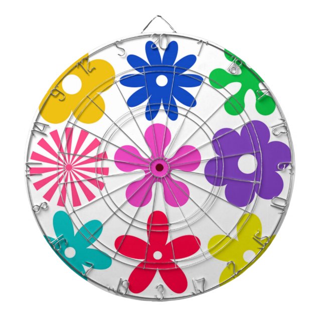 GROOVY RETRO FLOWERS DARTBOARD (Front)