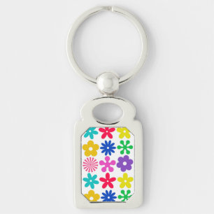 GROOVY RETRO FLOWERS KEY RING