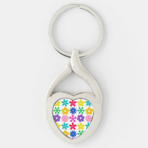 GROOVY RETRO FLOWERS KEY RING