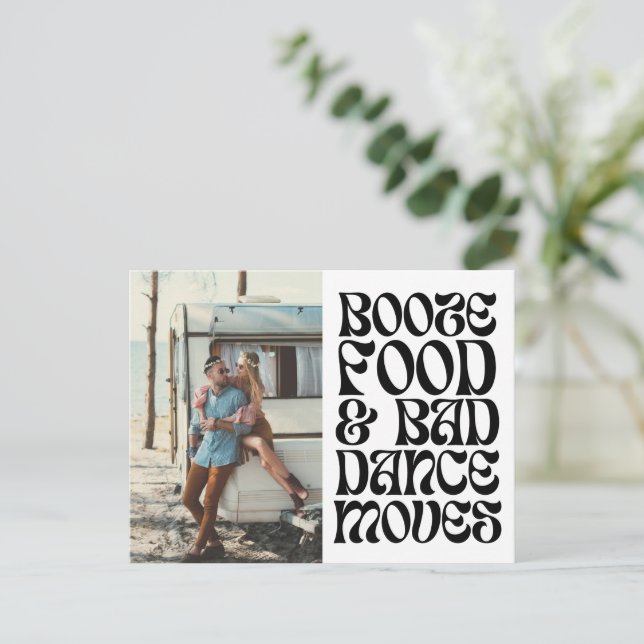Groovy Retro Funny Wedding Save the Date Announcement Postcard (Standing Front)