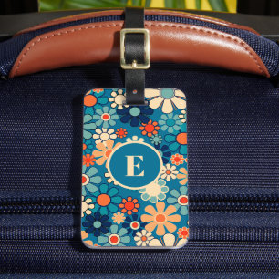 Groovy Retro Garden Floral 60s 70s Personalised Luggage Tag