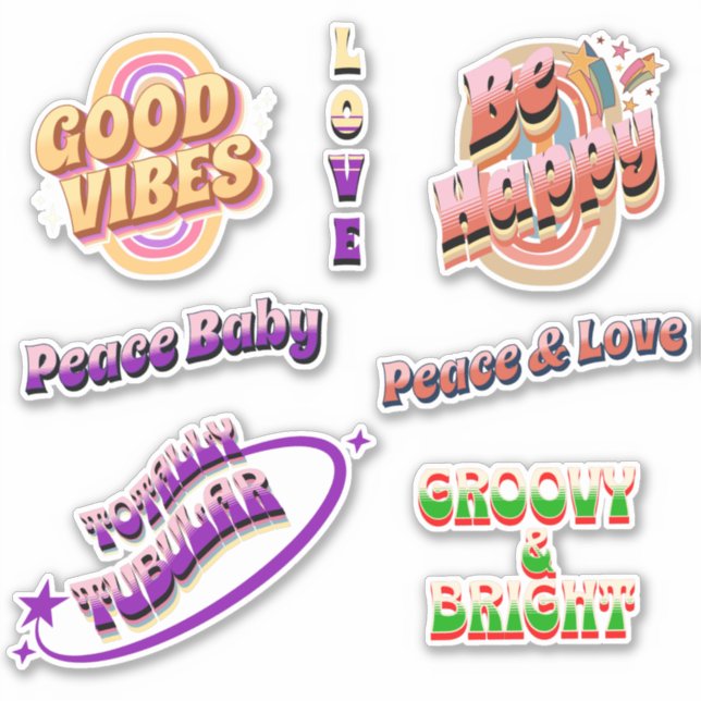 Groovy, Retro Good Vibes Sticker Pack  (Front)