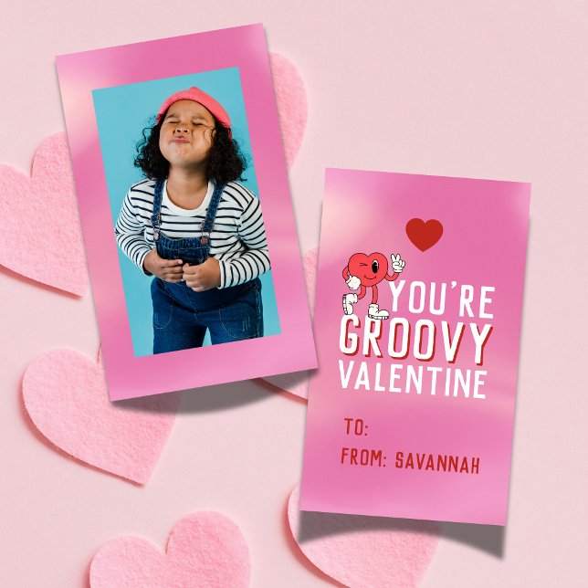 Groovy Retro Gradient Valentine's Classroom Card (Groovy Retro Gradient Valentine's Classroom Card)