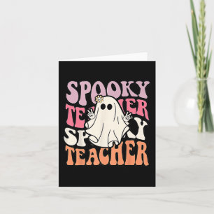 Groovy Retro Halloween Spooky Teacher Trick Or Tea Card