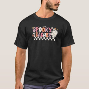 Groovy Retro Halloween Spooky Teacher Trick Or Tea T-Shirt