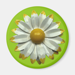 Groovy Retro Hippie Daisy Flower Summer Green Magnet