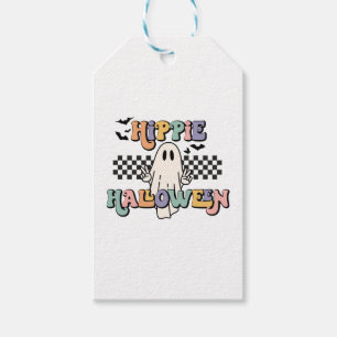 Groovy Retro Hippie Halloween Ghost Gift Tags