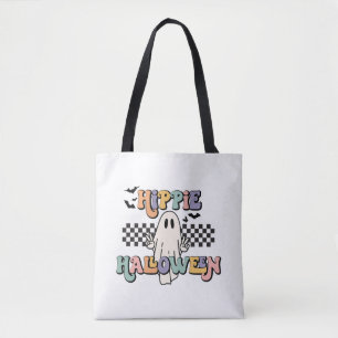 Groovy Retro Hippie Halloween Ghost Tote Bag