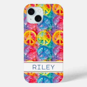Groovy Retro Hippie Peace Sign Personalised iPhone 15 Case