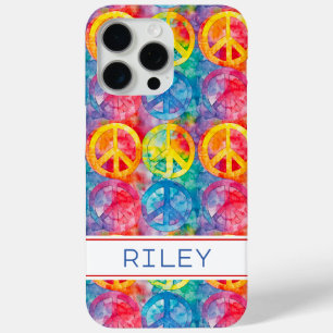 Groovy Retro Hippie Peace Sign Personalized iPhone 15 Pro Max Case