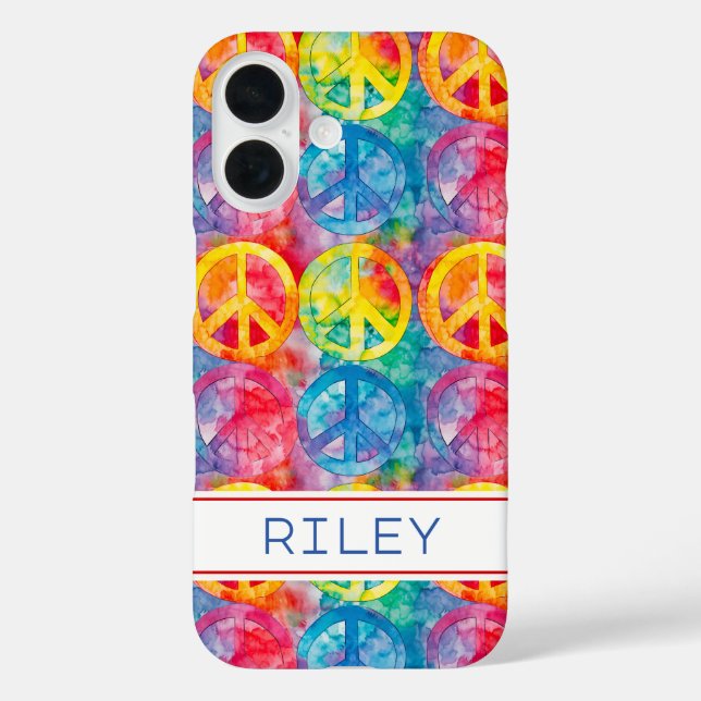 Groovy Retro Hippie Peace Sign Personalized Case-Mate iPhone Case (Back)